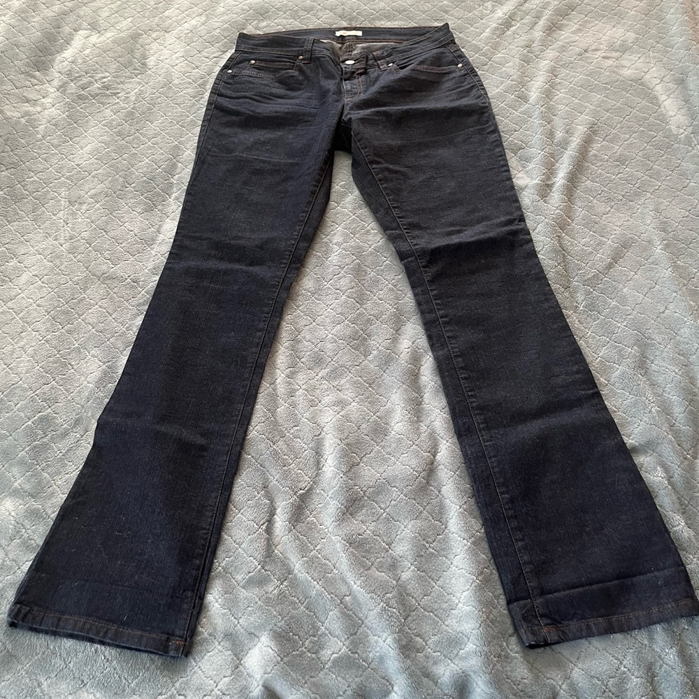Eileen Fisher Organic Cotton Dark Wash Straight Leg Jeans Size 6 Indigo Stretch